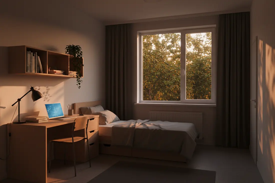 Chambre de résidence étudiante
